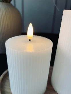 LED Bloklys med riller - Sæt med 3 stk ink fjernbetjening