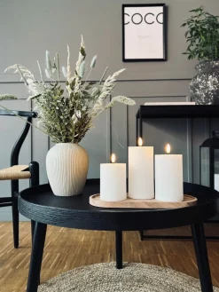 LED Bloklys med riller - Sæt med 3 stk ink fjernbetjening