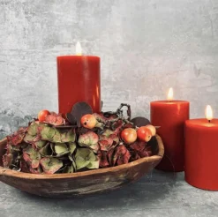 LED Bloklys Rød - Sæt af 3 stk med fjernbetjening