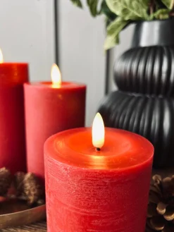 LED Bloklys Rød - Sæt af 3 stk med fjernbetjening