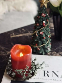 LED Bloklys Rød med timer - 7x9 cm