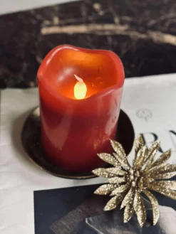 LED Bloklys Rød med timer - 7x9 cm