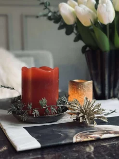 LED Bloklys Rød med timer - 7x9 cm