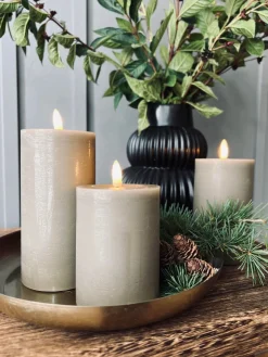 LED Bloklys Sand - Sæt af 3 stk med fjernbetjening