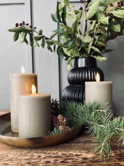 LED Bloklys Sand - Sæt af 3 stk med fjernbetjening