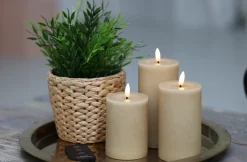 LED Bloklys Sand - Sæt af 3 stk med fjernbetjening