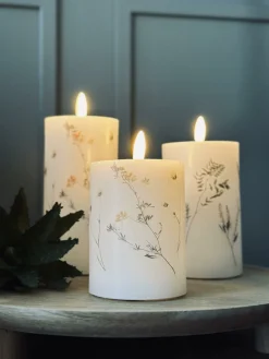 LED bloklys WILD FLORA – Sæt m. 3 stk og fjernbetjening