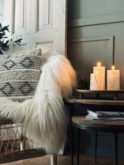 LED bloklys WILD FLORA – Sæt m. 3 stk og fjernbetjening