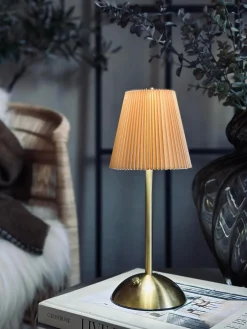 LED bordlampe Plisse´ beige - genopladelig