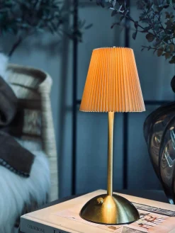 LED bordlampe Plisse´ beige - genopladelig