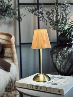 LED bordlampe Plisse´ beige - genopladelig