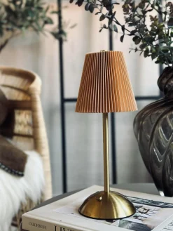 LED bordlampe Plisse´ beige - genopladelig