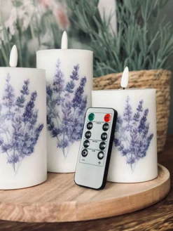 LED FLORA Lavendel – Sæt med 3 stk og fjernbetjening