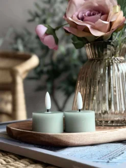 LED Fyrfadslys 2 stk - Mint voks