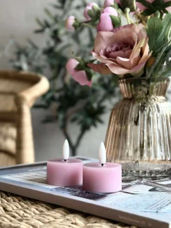 LED Fyrfadslys 2 stk - Rosa voks