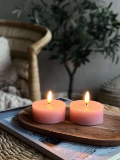 LED JUMBO Fyrfadslys 2 stk - Rosa voks