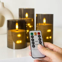 LED Lys ALMA 3 stk m. fjernbetjening