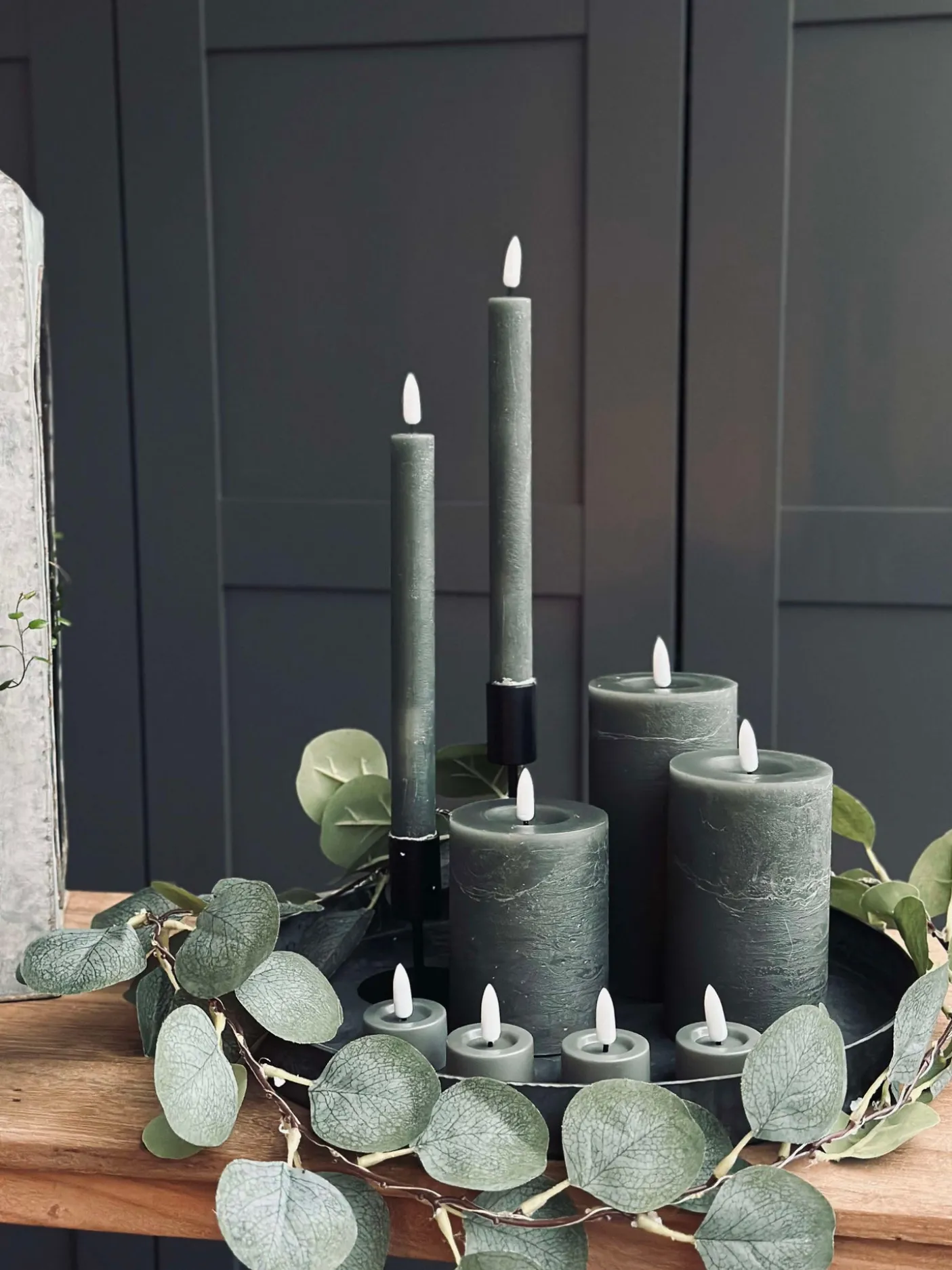 LED Lys pakke med 9 LED lys - grå/grøn