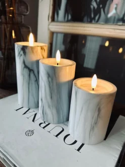 LED marmor bloklys 15cm Grå