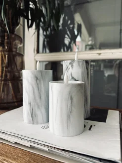 LED marmor bloklys 15cm Grå