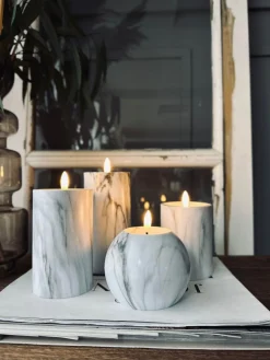 LED marmor bloklys 15cm Grå