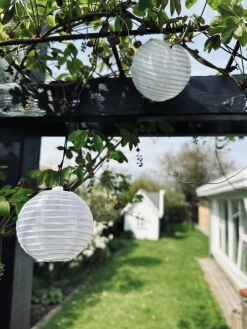 Led solcelle lyskæde, 10 hvide kugler