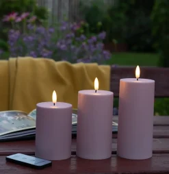 LED Udendørs Bloklys sæt af 3 stk – Rosa