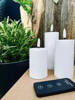 LED Udendørs Bloklys Sæt af 3 stk - Hvid