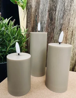 LED Udendørs Bloklys sæt af 3 stk – Sandfarvede