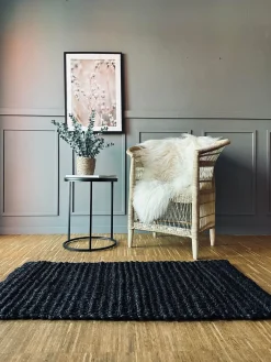 Luksus måtte i black jute – 60x120cm