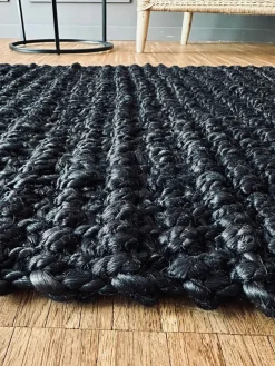 Luksus måtte i black jute – 60x120cm