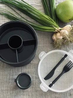 Lunchbox m. dressing kop - Sort