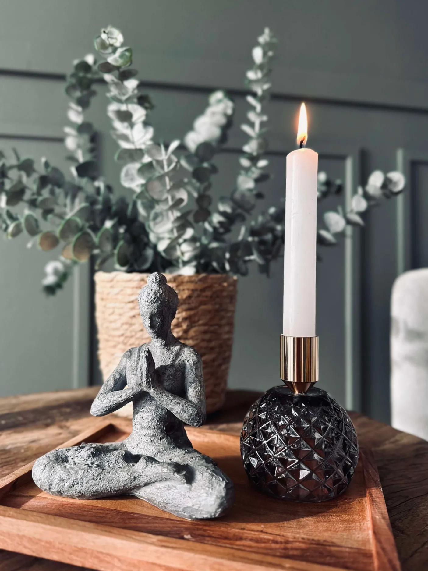 Lysestage - Rund grå