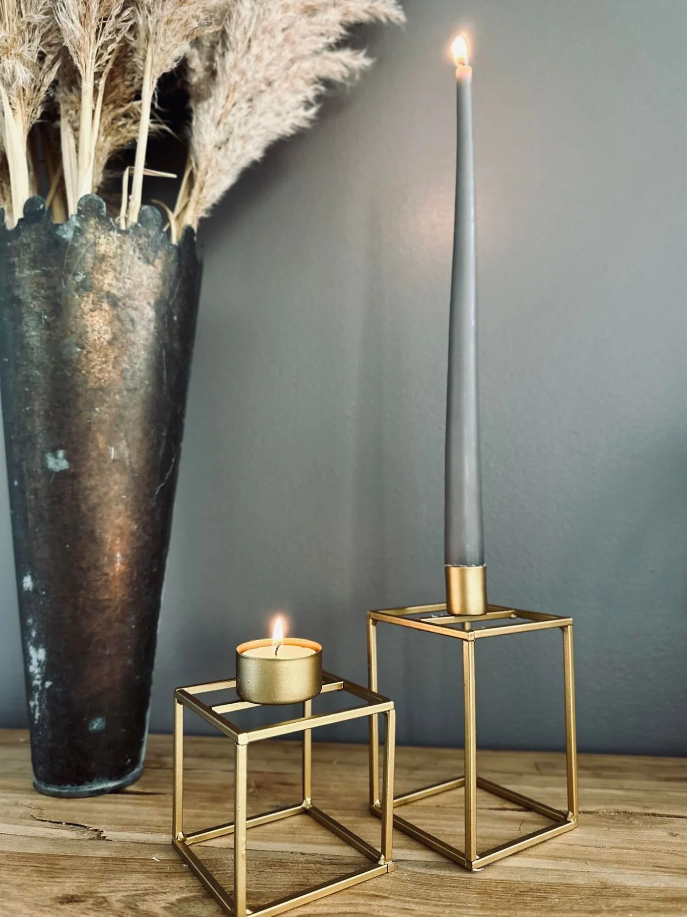 Lysestage fyrfadslys Messing Nora