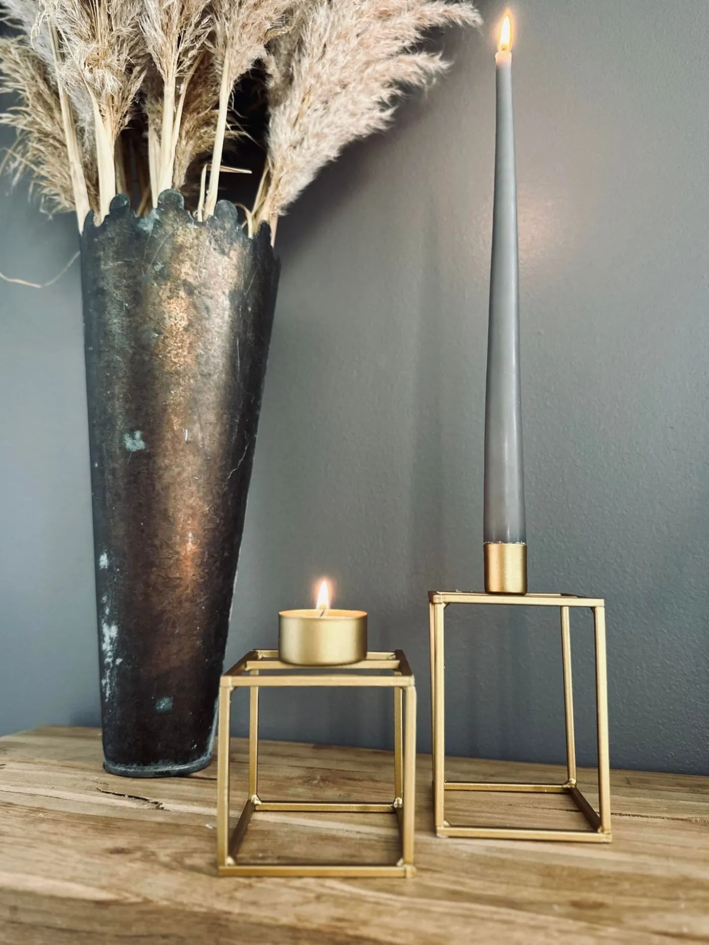 Lysestage fyrfadslys Messing Nora