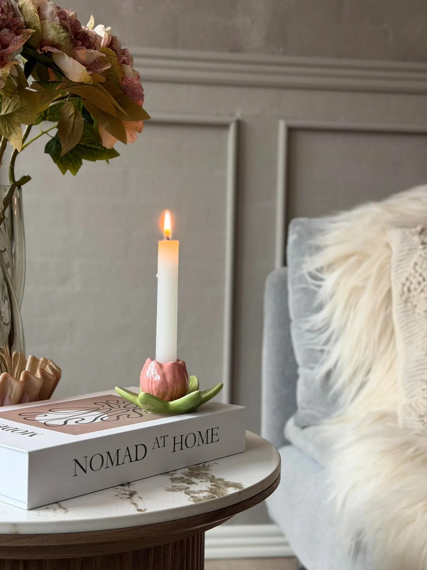 Lysestage tulipan - Rosa