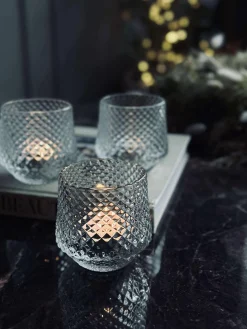 Lysestager i klar glas - Sæt af 3 stk.