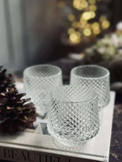 Lysestager i klar glas - Sæt af 3 stk.