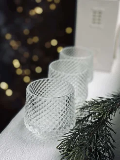 Lysestager i klar glas - Sæt af 3 stk.