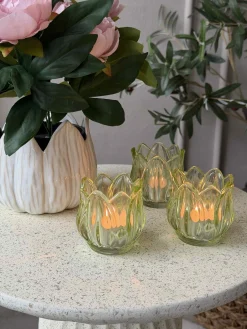 Lysestager Tulipan 3stk. - Grøn