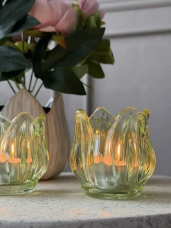 Lysestager Tulipan 3stk. - Grøn