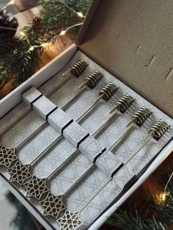 Lysholder til juletræ STAR - 6 stk.