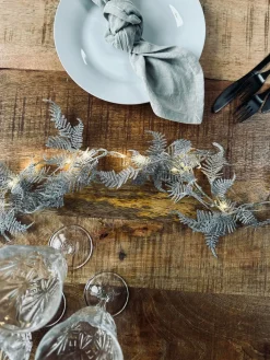 Lyskæde LED SØLV med glimmer og timer