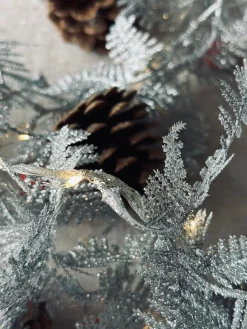 Lyskæde LED SØLV med glimmer og timer