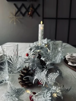 Lyskæde LED SØLV med glimmer og timer