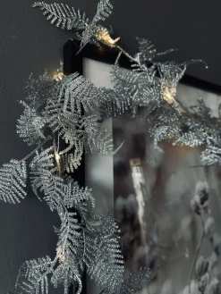 Lyskæde LED SØLV med glimmer og timer