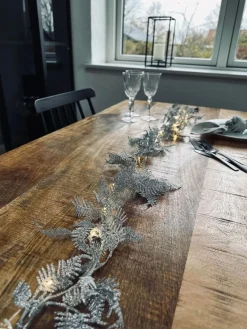 Lyskæde LED SØLV med glimmer og timer