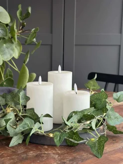 Lyskæde med grønne efeublade - 290cm