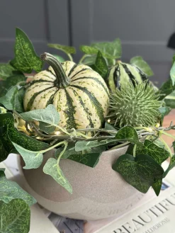 Lyskæde med grønne efeublade - 290cm