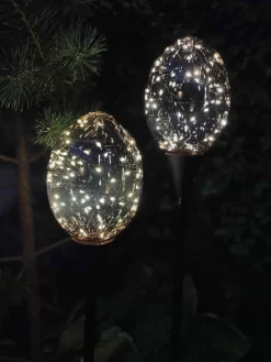 Lyskugler på spyd - Sæt af 2 stk til batteriboks